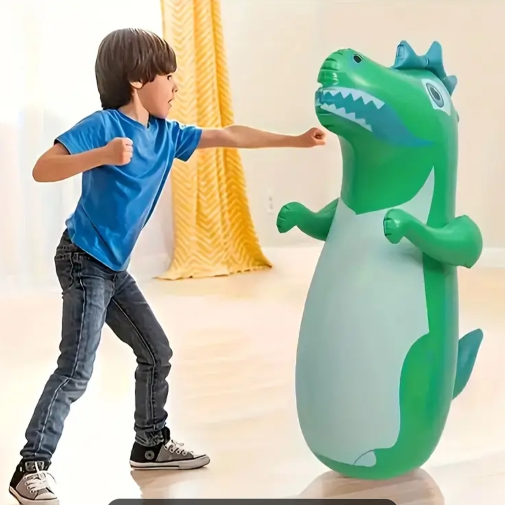 Inflatable Green Dinosaur Punching Bag for Kids